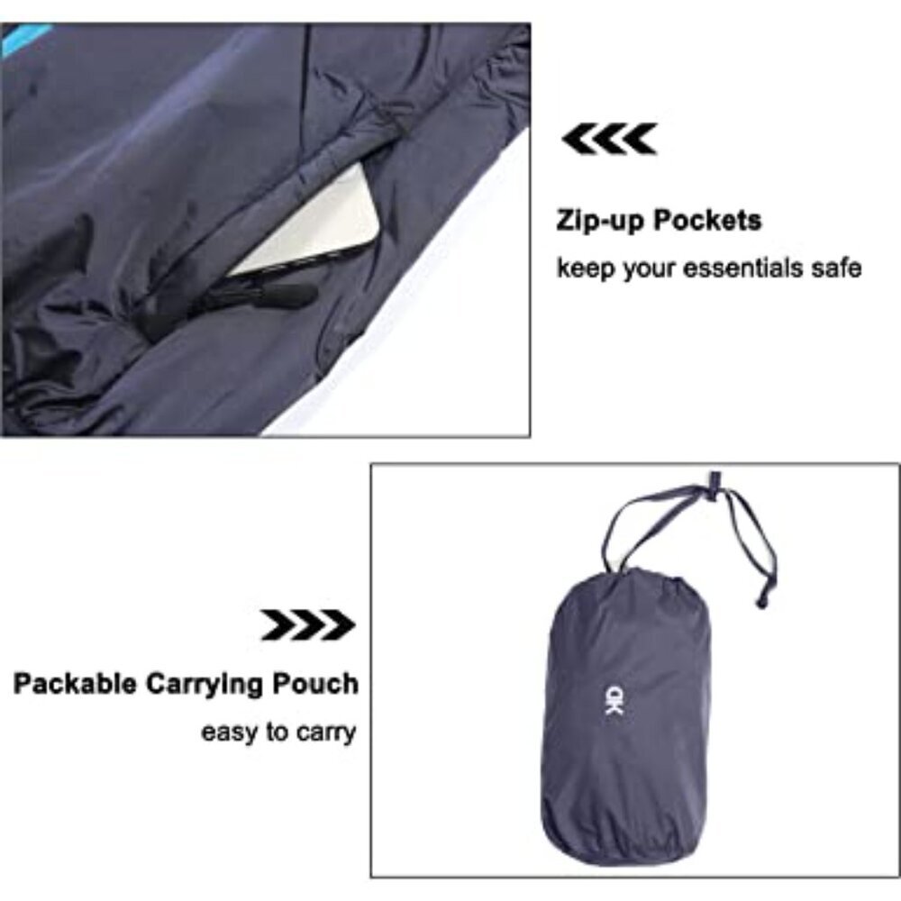 Packable Lightweight Running Jacket Water Resistant Hooded Windbreaker Fitted - Picture 7 of 7